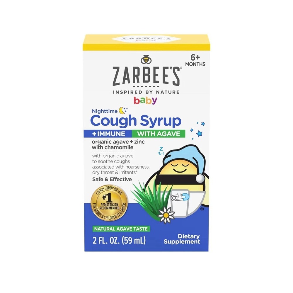 Zarbee's Baby Cough Syrup nighttime  Immune Support with agave + zinc 2 fl oz